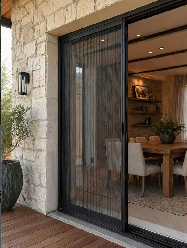 Sistema Moskinet deslizante instalado por JCAST en una puerta